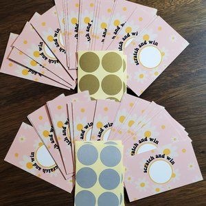 Scratch & Win-Thank You Cards- Party-Shower-Pink with White Daisies - 40 Cards